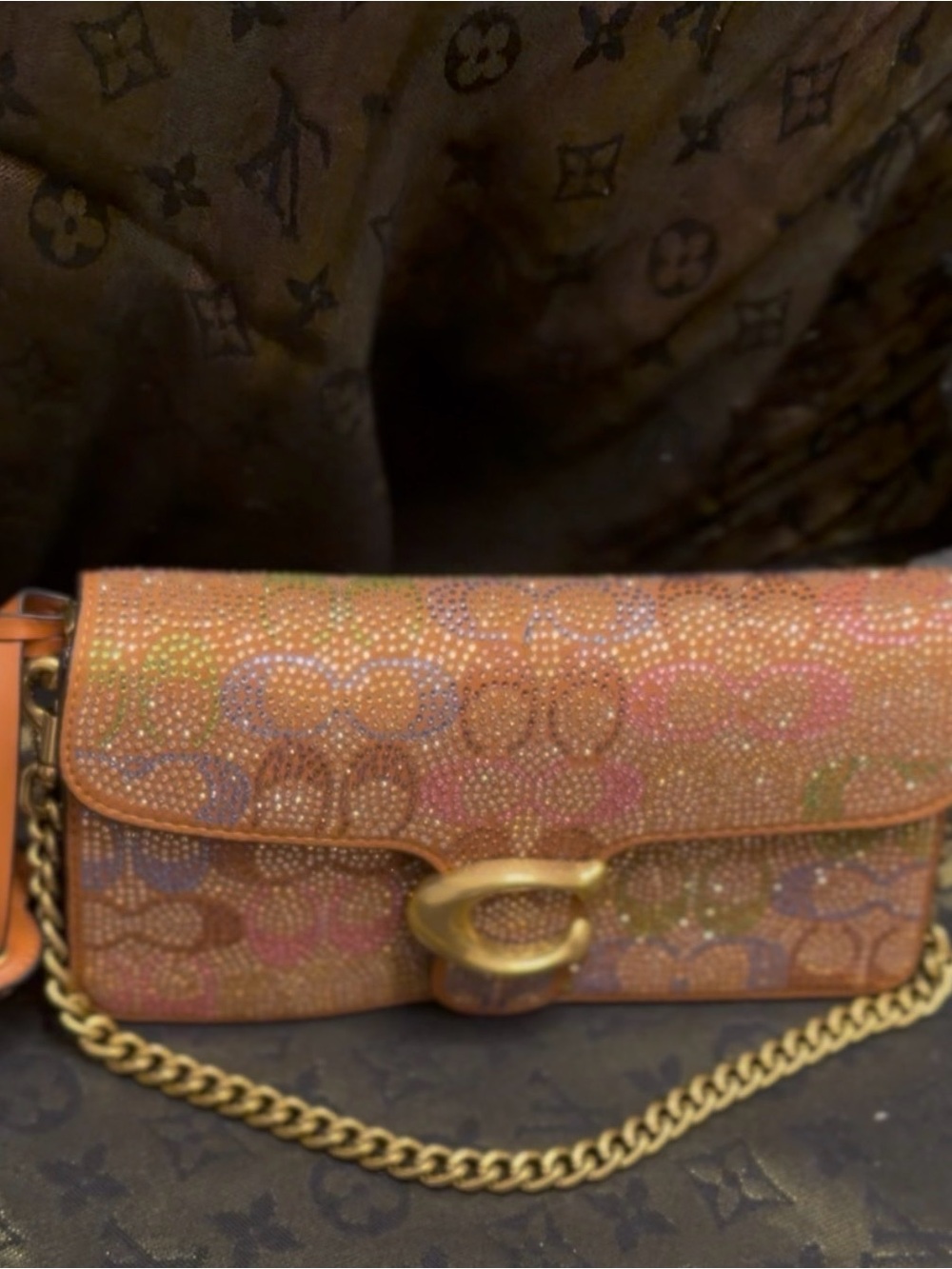 Coach Multicolor Crystal-Embellished Turnlock Shoulder Bag brand new